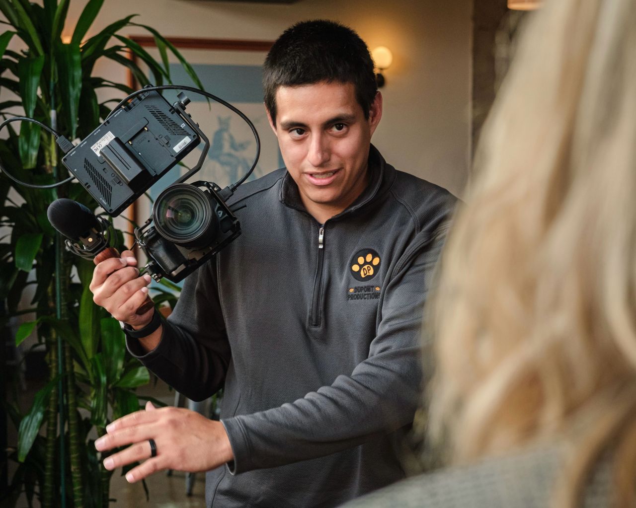 Will Dupont shooting a sit-down interview